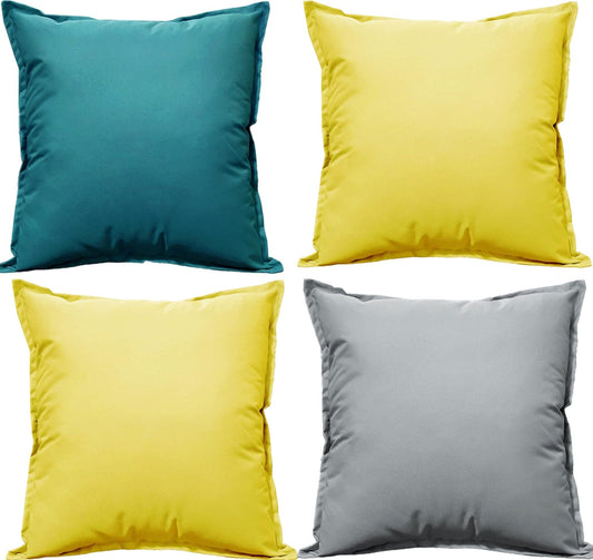 Pack of 4 Waterproof Cushion Cover Outdoor Garden Breathable Decorative Cushions Covers for Patio Bench Sofa Furniture Indoor Living Room Bed Chair Scatter (60 x 60cm)