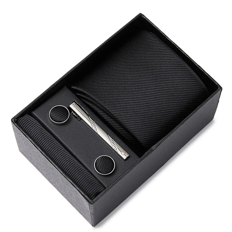 simple style geometric solid color polyester yarn men's cufflinks lavalier tie