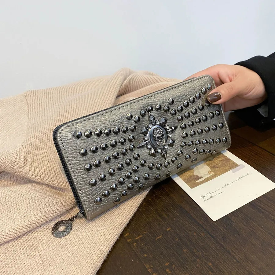 women's solid color pu leather zipper wallets