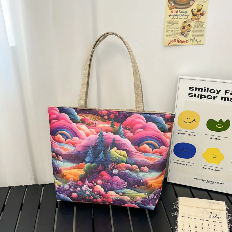 Design New Fashion Canvas Bag New Casual Shoulder Women's Bag All-match Handbag Large Capacity Beach Bag