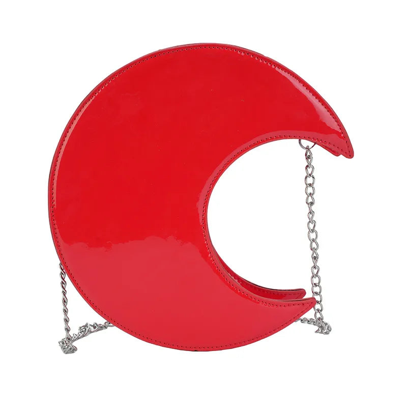 Fashionable Moon Shaped Mini PU Leather Bag Women's Underarm Bag With Chain Strap Stylish Circular Bags For Ladies