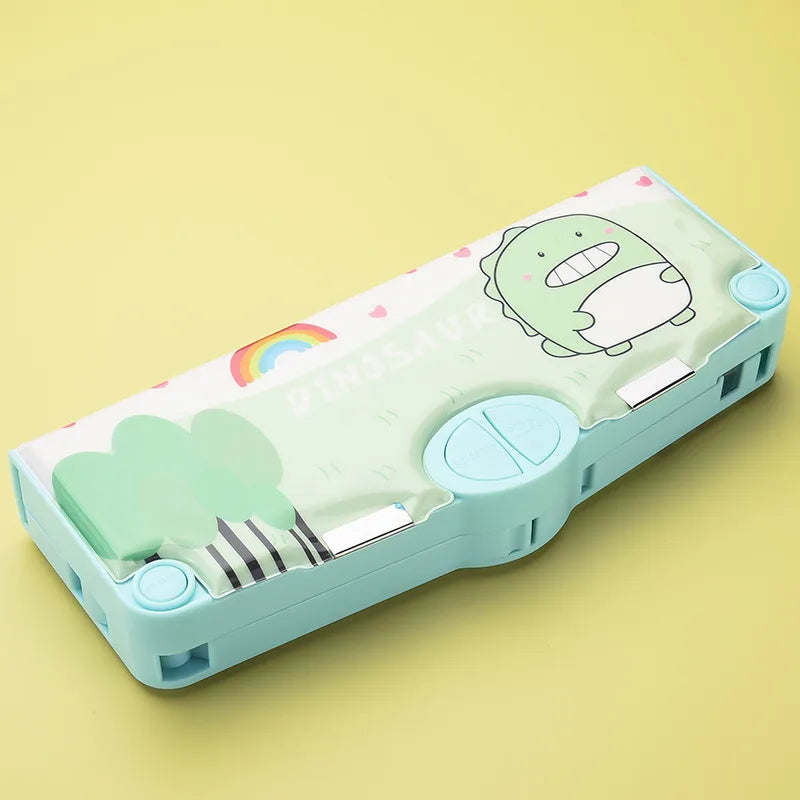 Large Capacity Double Layer Children's Pencil Case Cute New Plastic Stationery Box For Boys Girls School Office Supplies
