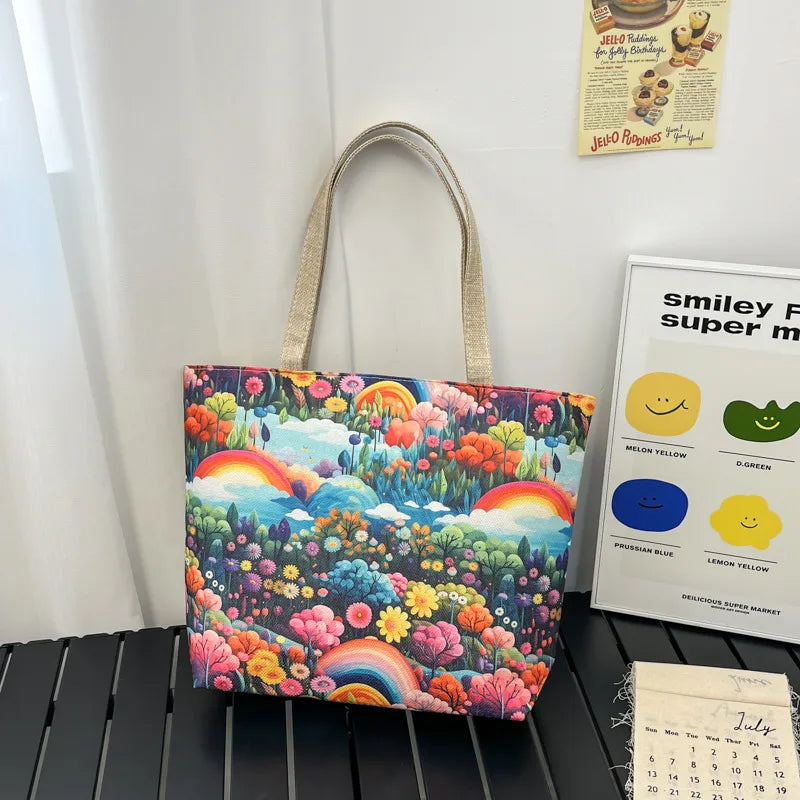 Design New Fashion Canvas Bag New Casual Shoulder Women's Bag All-match Handbag Large Capacity Beach Bag