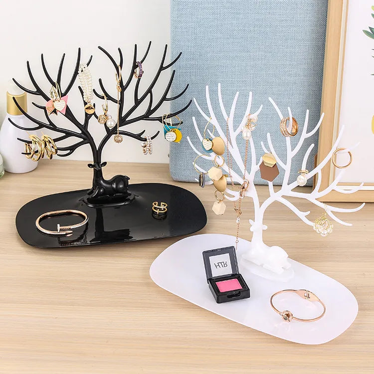 Deer Antler Jewelry Display Stand Earring Bracelet Holder Desktop Organizer Artistic Style Plastic Jewelry Tray For Try-On