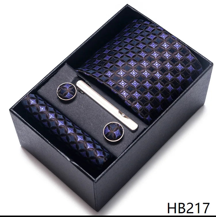 simple style geometric solid color polyester yarn men's cufflinks lavalier tie