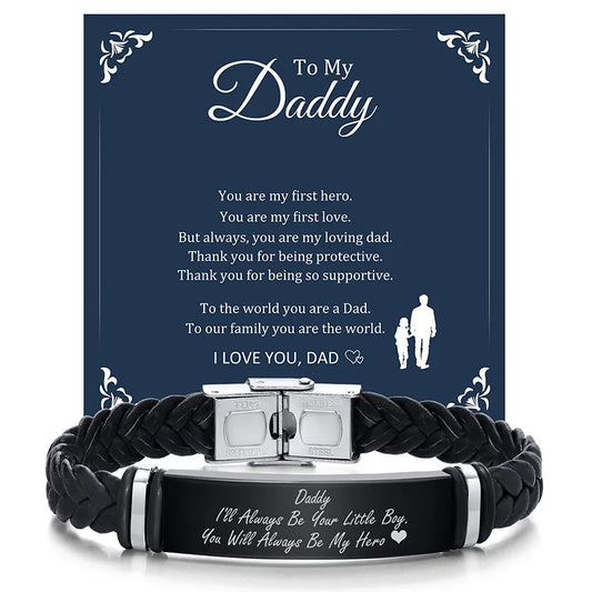 Elegant Simple Style Commute Letter 304 Stainless Steel Pu Leather Men's Bangle