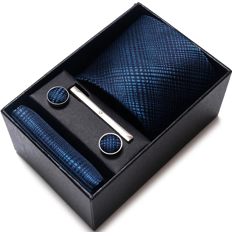 simple style geometric solid color polyester yarn men's cufflinks lavalier tie