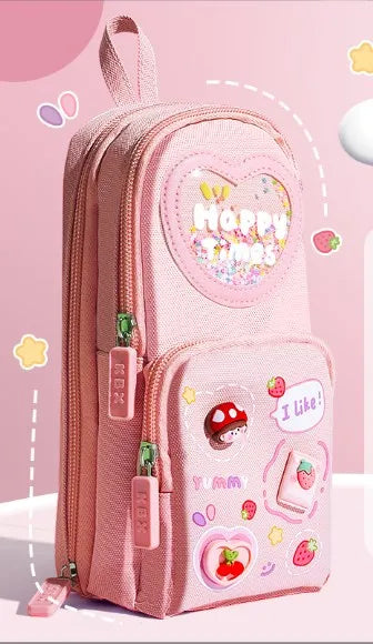 color block cloth learning school princess cute pencil case