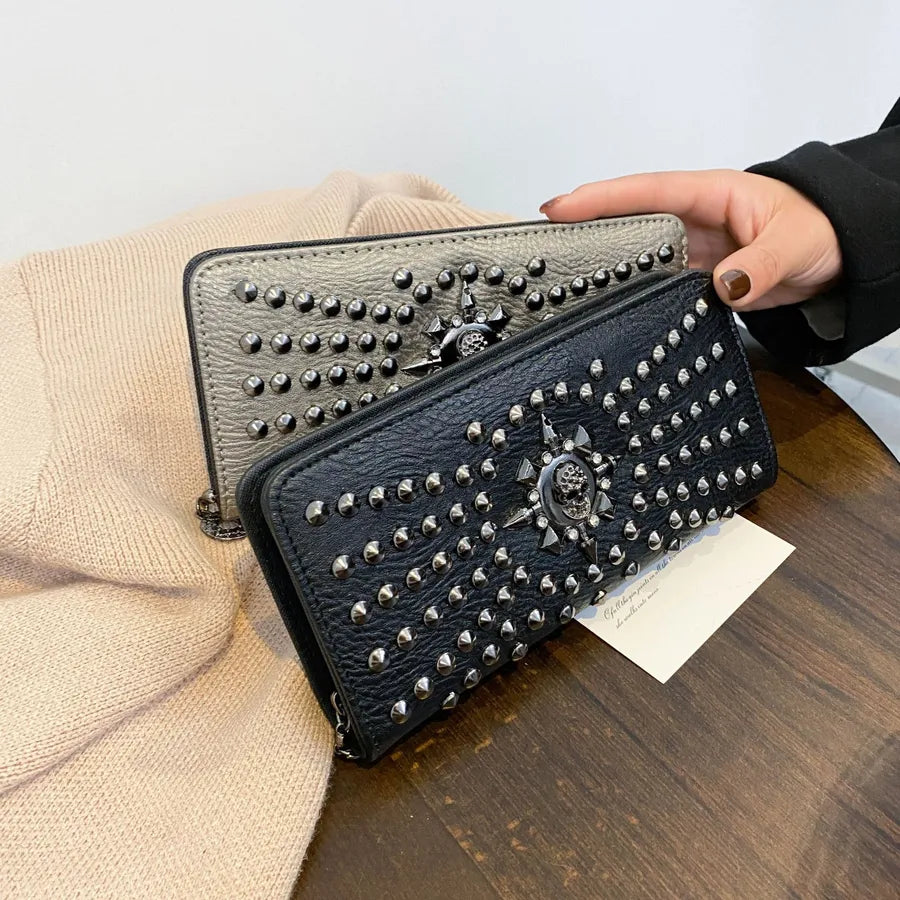 women's solid color pu leather zipper wallets