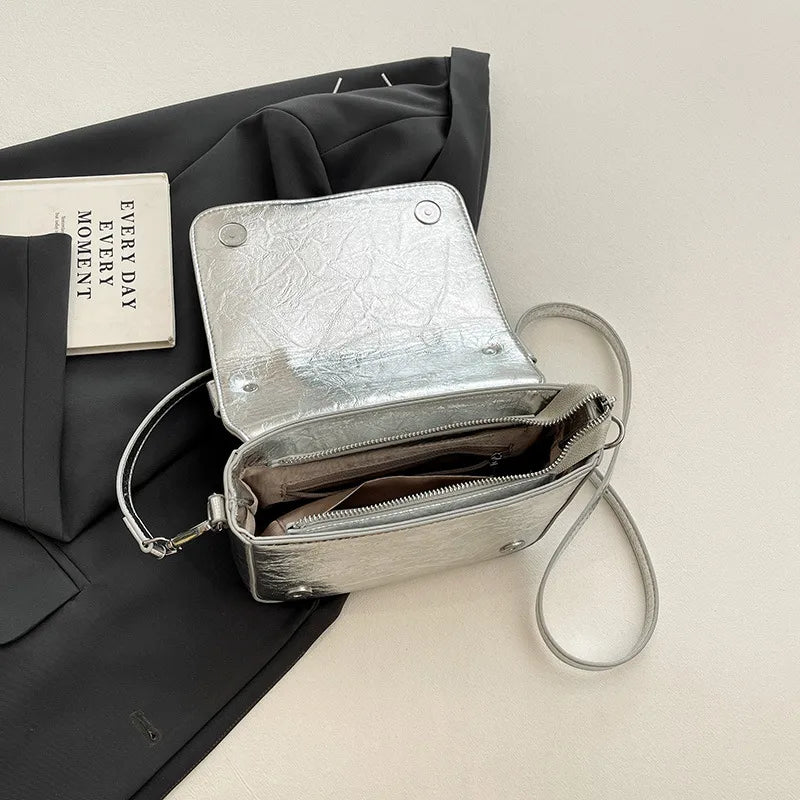 Women's Medium Pu Leather Clothes Streetwear  Square Zipper Crossbody Bag