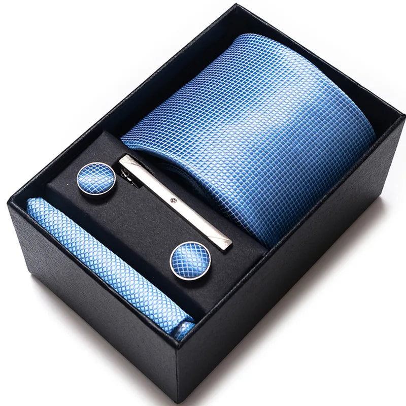 simple style geometric solid color polyester yarn men's cufflinks lavalier tie