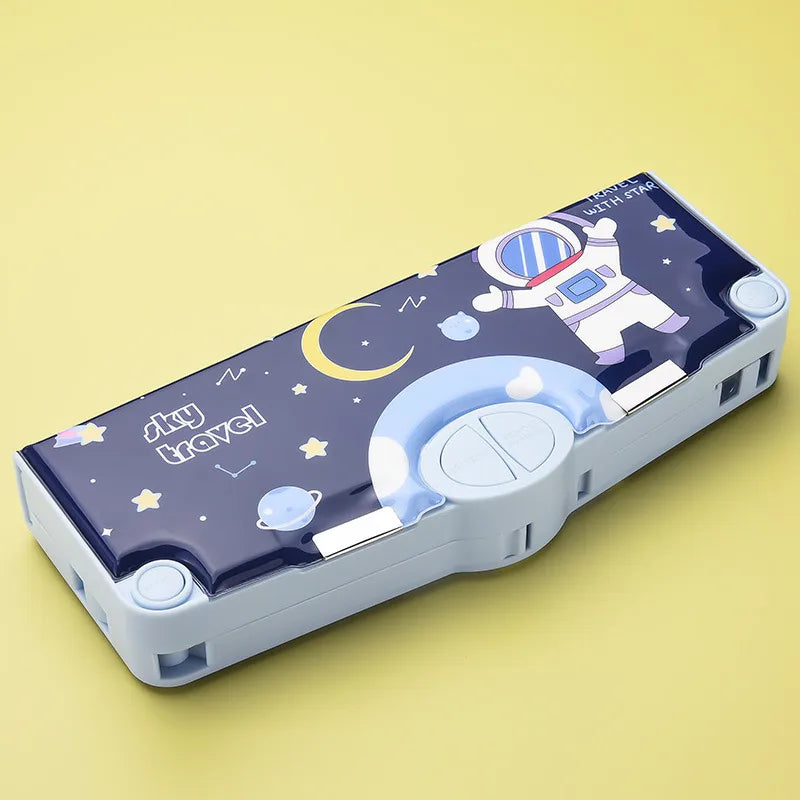 Large Capacity Double Layer Children's Pencil Case Cute New Plastic Stationery Box For Boys Girls School Office Supplies