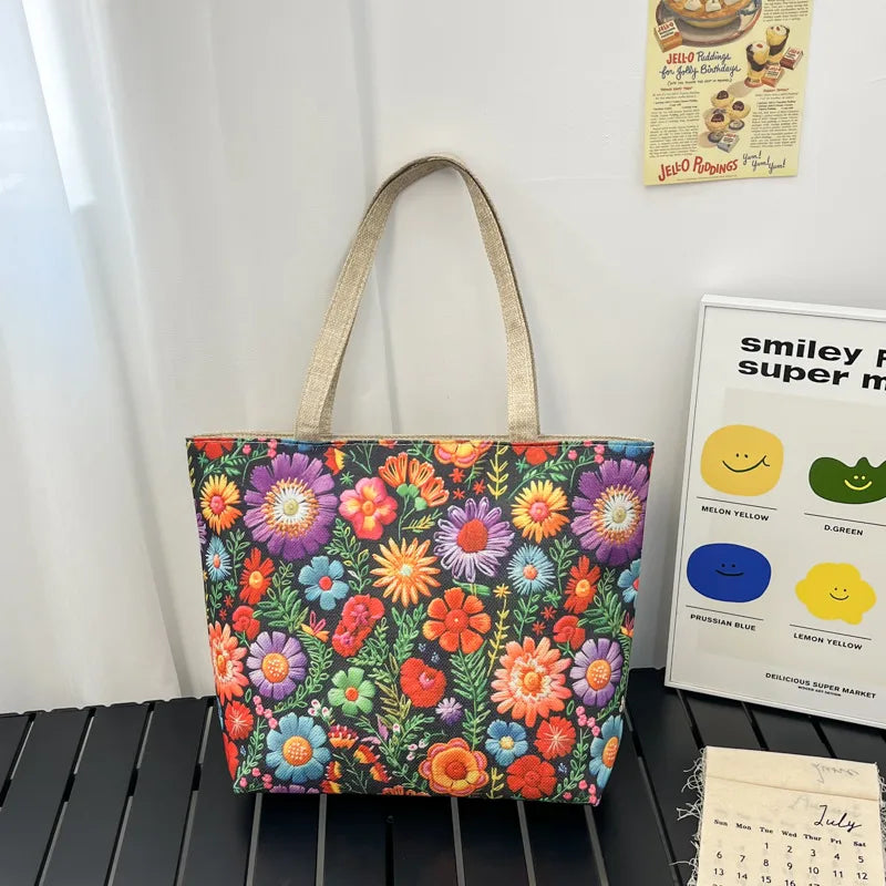 Design New Fashion Canvas Bag New Casual Shoulder Women's Bag All-match Handbag Large Capacity Beach Bag