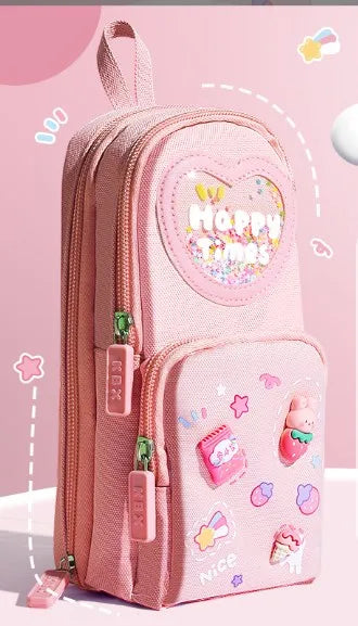 color block cloth learning school princess cute pencil case
