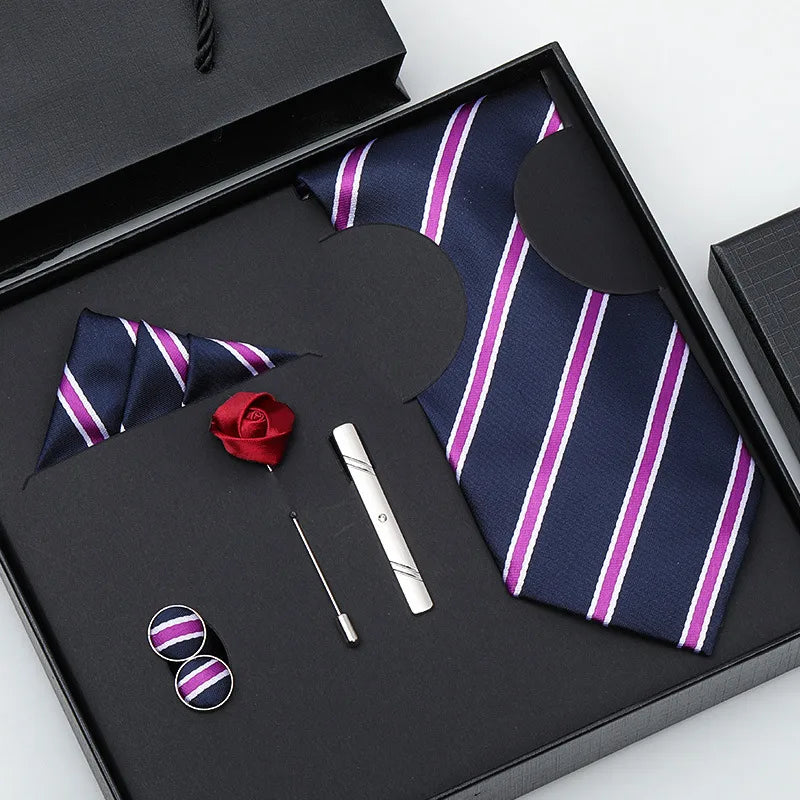 business stripe arrow solid color polyester yarn men's tie
