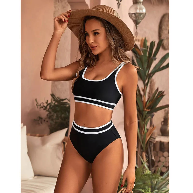 Women's Solid Color 2 Pieces Set Bikinis Swimwear