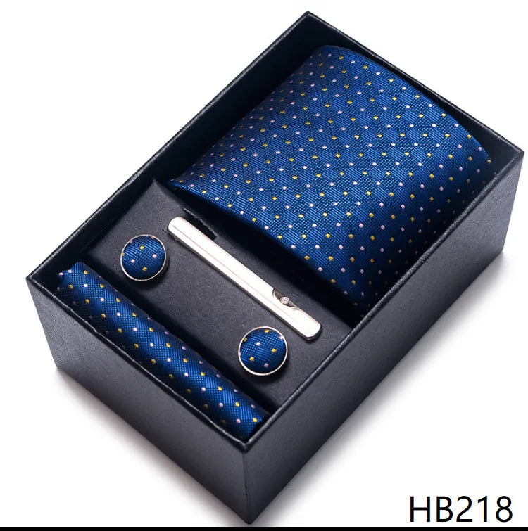 simple style geometric solid color polyester yarn men's cufflinks lavalier tie