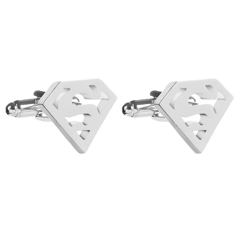 fashion geometry pattern six-pointed star leaves glasses music symbol bat bird wolf head titanium steel shirt cufflinks