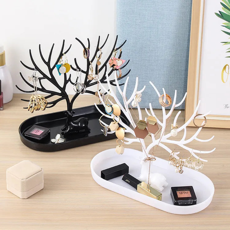 Deer Antler Jewelry Display Stand Earring Bracelet Holder Desktop Organizer Artistic Style Plastic Jewelry Tray For Try-On