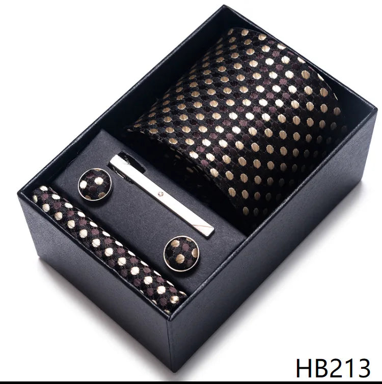 simple style geometric solid color polyester yarn men's cufflinks lavalier tie