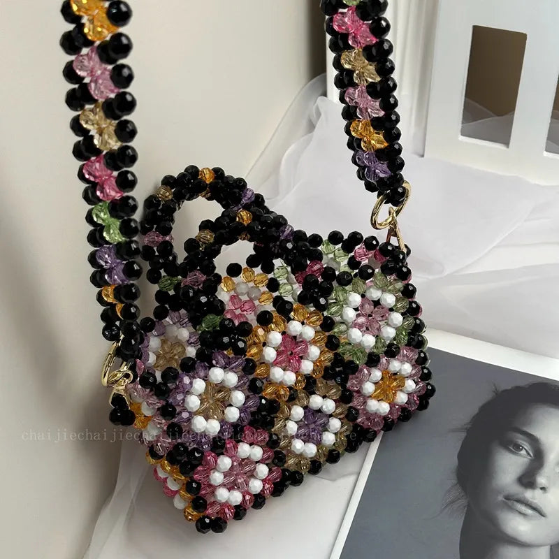 Women's Small Arylic Flower Streetwear Square Open Crossbody Bag