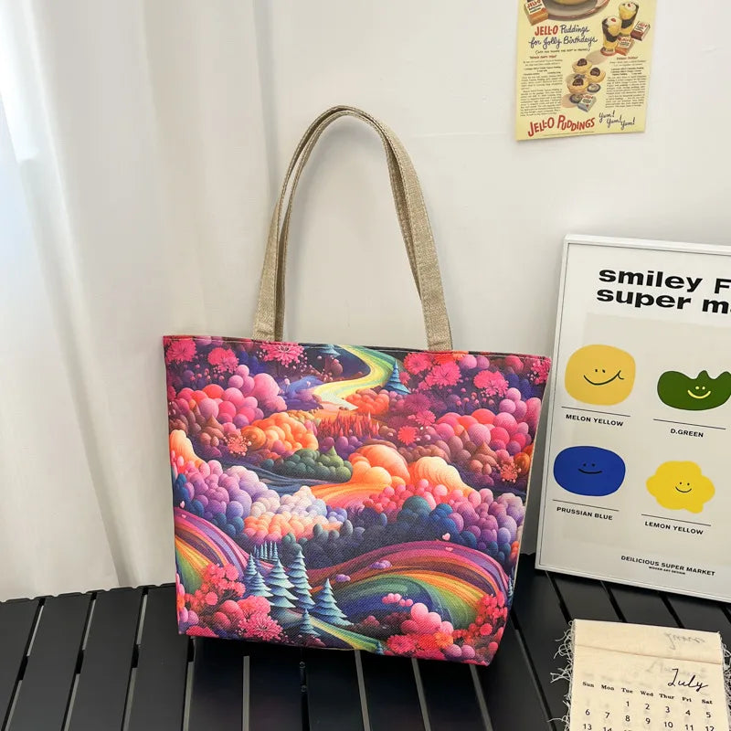 Design New Fashion Canvas Bag New Casual Shoulder Women's Bag All-match Handbag Large Capacity Beach Bag
