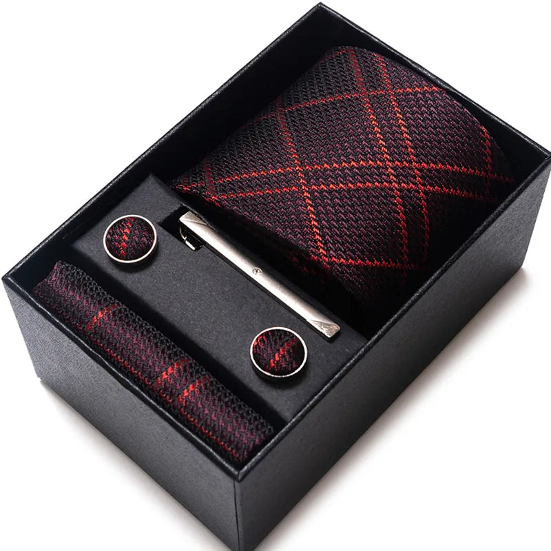 simple style geometric solid color polyester yarn men's cufflinks lavalier tie