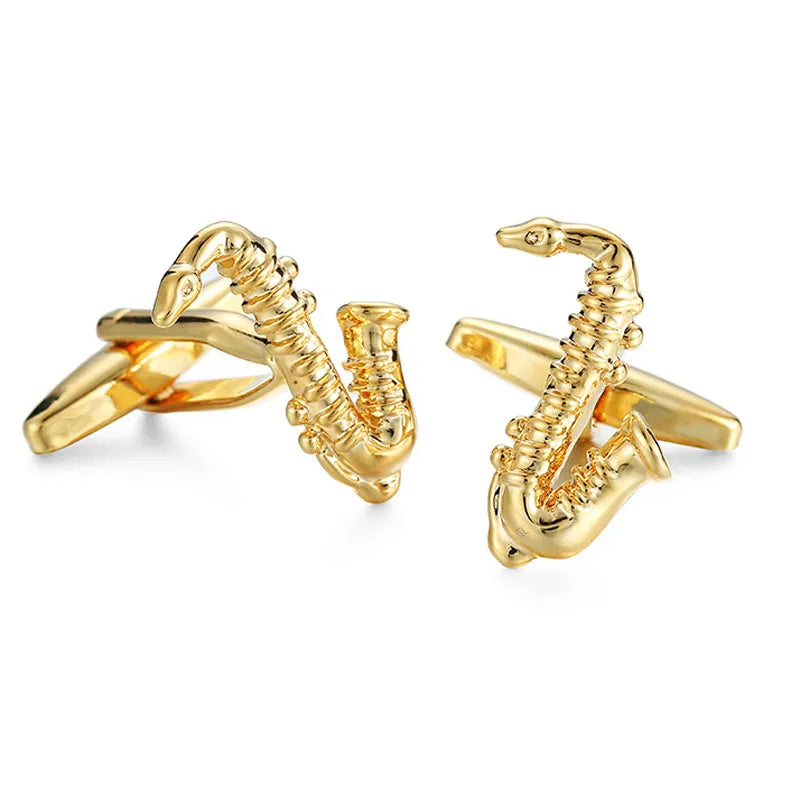 Elegant Formal Musical Instrument Geometric Copper Plating Unisex Cufflinks