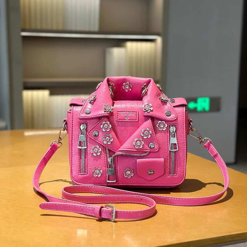 Women's Medium Pu Leather Clothes Streetwear  Square Zipper Crossbody Bag