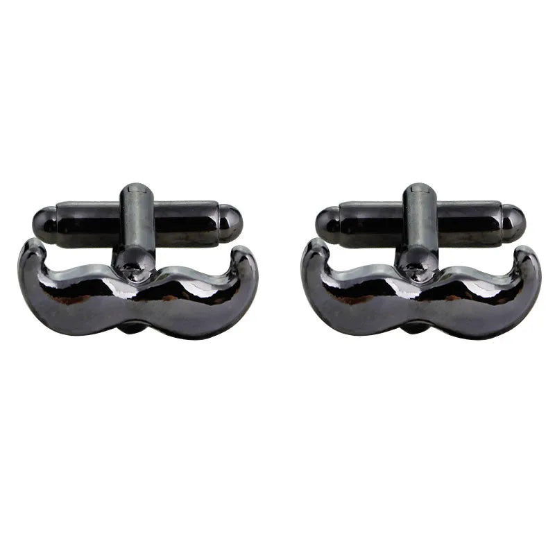 fashion geometry pattern six-pointed star leaves glasses music symbol bat bird wolf head titanium steel shirt cufflinks
