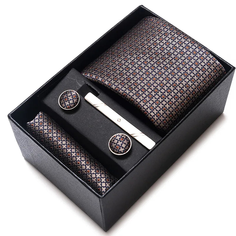 simple style geometric solid color polyester yarn men's cufflinks lavalier tie