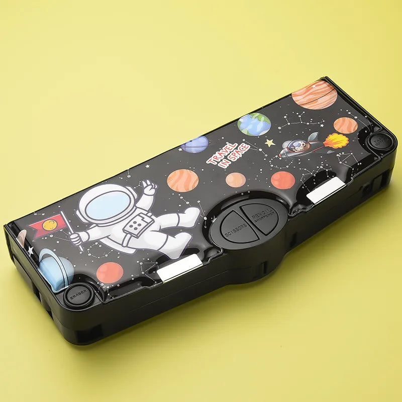 Large Capacity Double Layer Children's Pencil Case Cute New Plastic Stationery Box For Boys Girls School Office Supplies