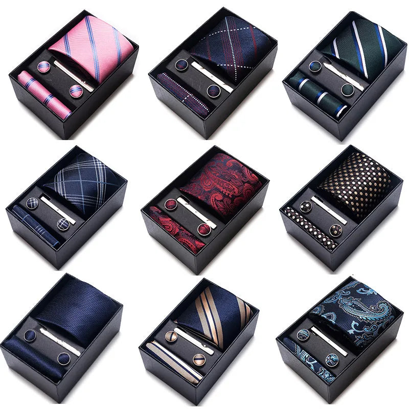 simple style geometric solid color polyester yarn men's cufflinks lavalier tie
