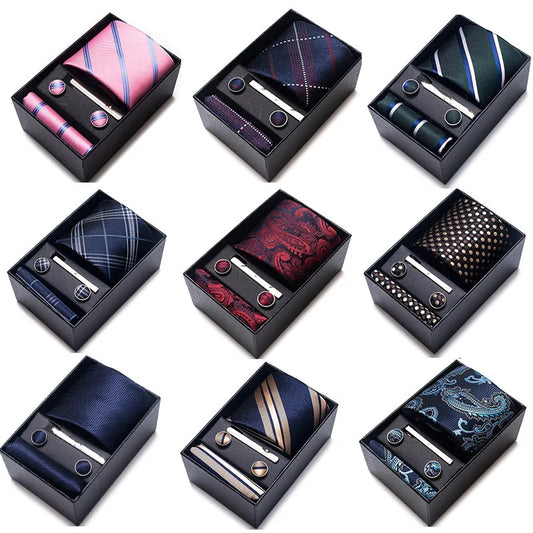 simple style geometric solid color polyester yarn men's cufflinks lavalier tie