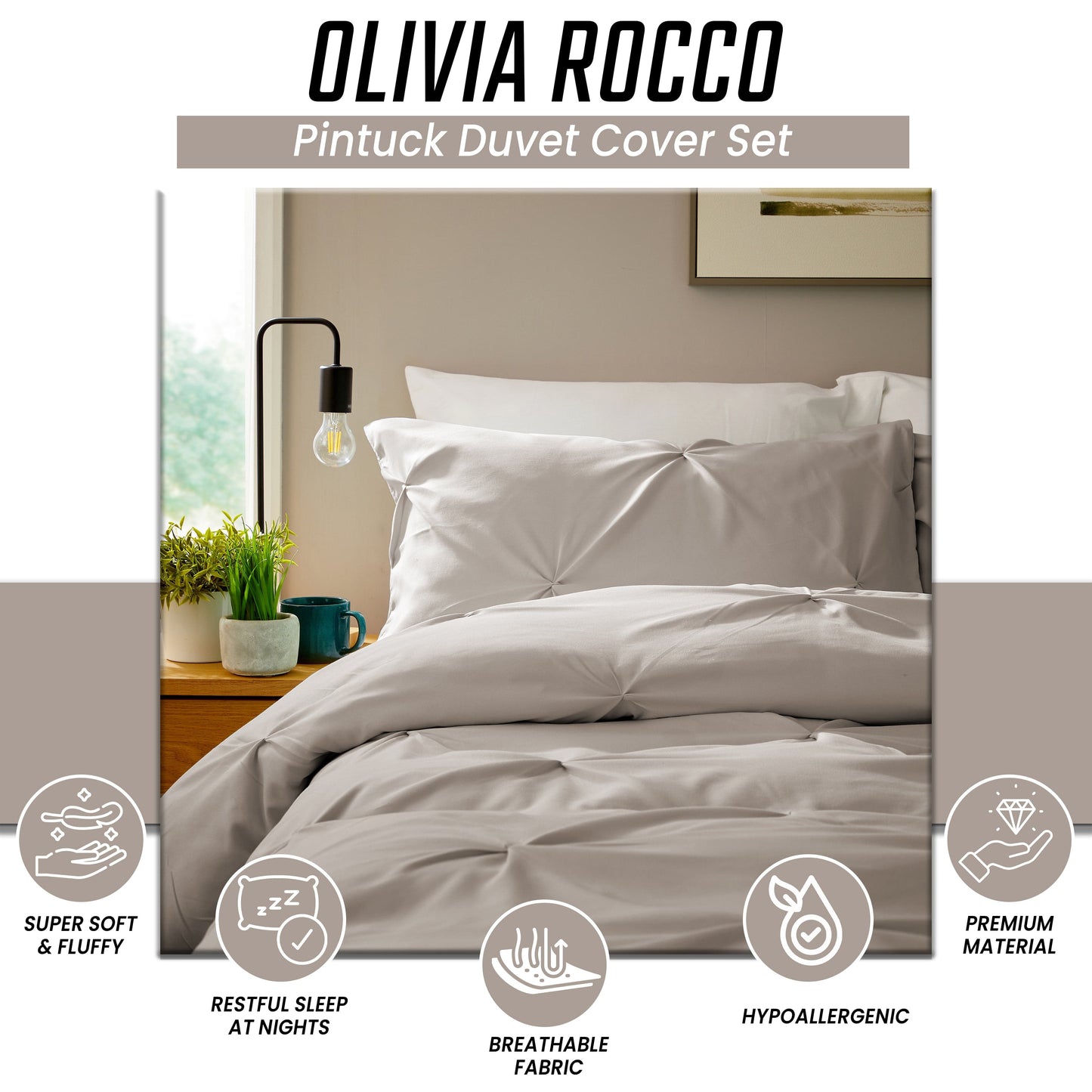 Pintuck Natural Microfibre Duvet Cover Set