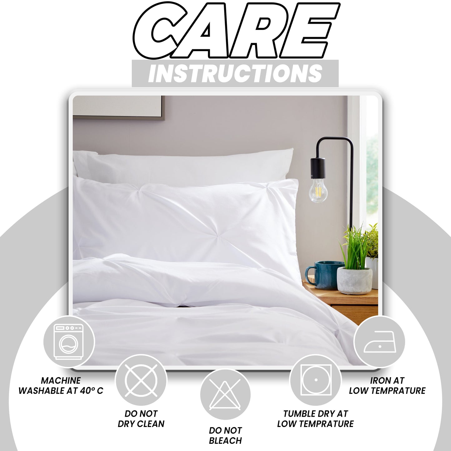 Pintuck White Microfibre Duvet Cover Set