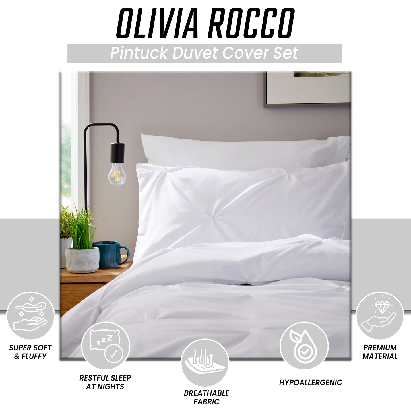Pintuck White Microfibre Duvet Cover Set
