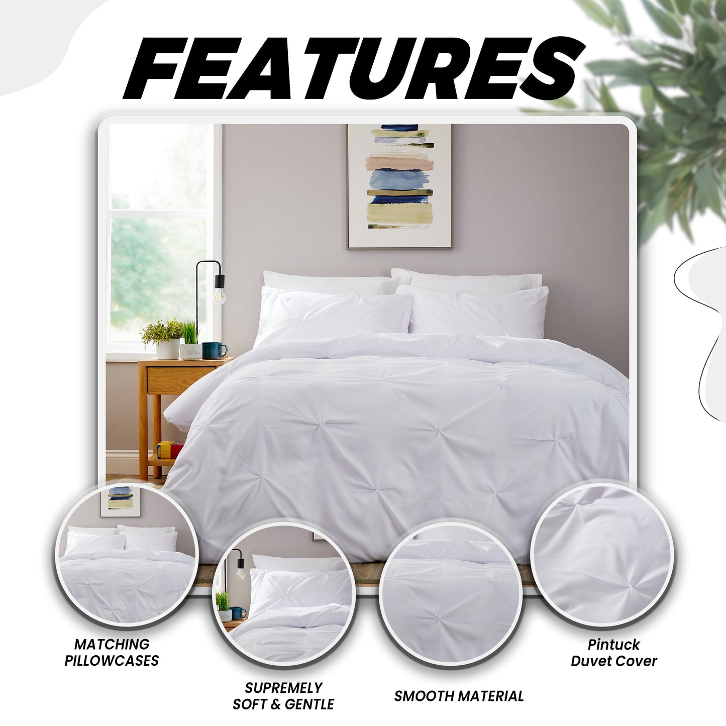 Pintuck White Microfibre Duvet Cover Set