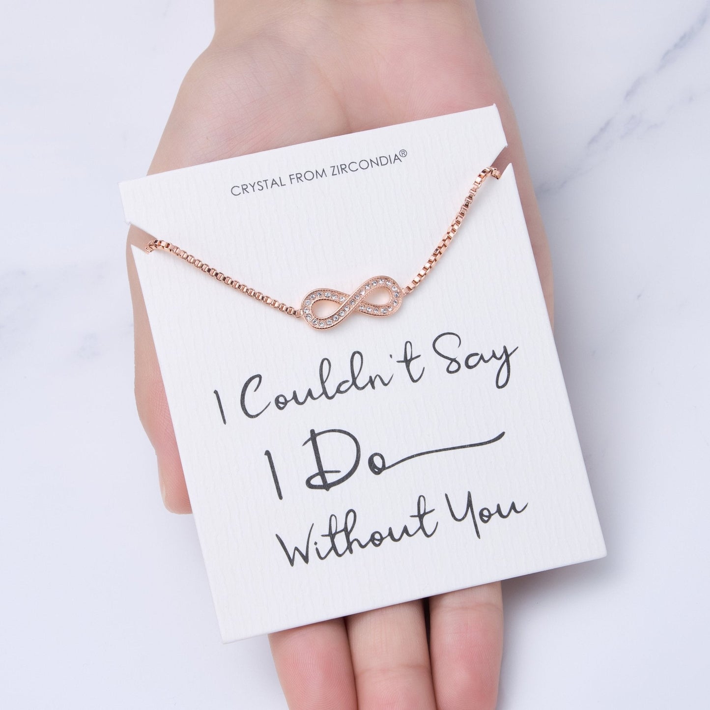 Rose Gold Plated I Couldn't Say I Do Without You Infinity Bridal Bracelet with Zircondia® Crystals