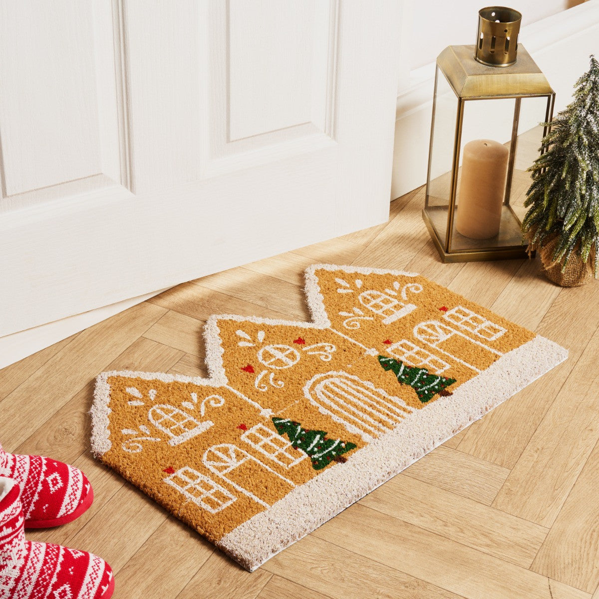 Gingerbread House Coir Mat - Brown
