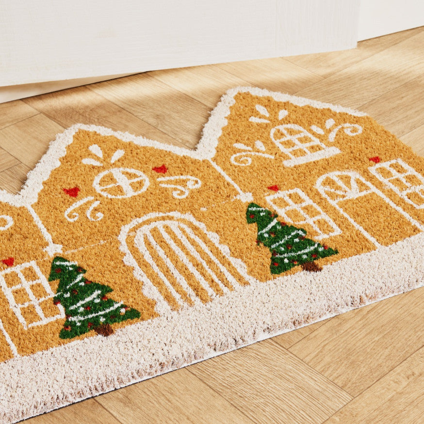 Gingerbread House Coir Mat - Brown