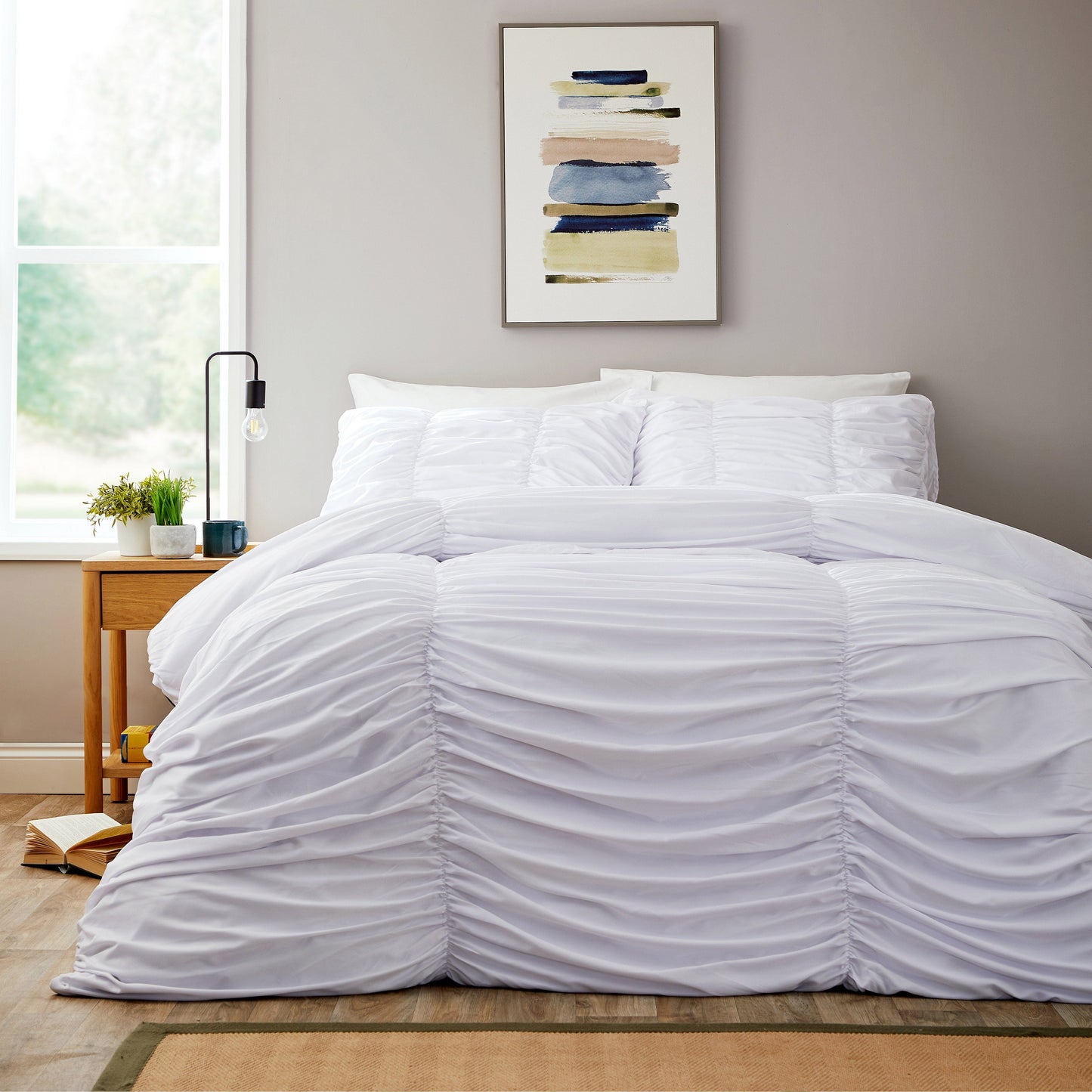 Textured Pintuck Ruffles Pleated Microfibre Duvet Cover Sets