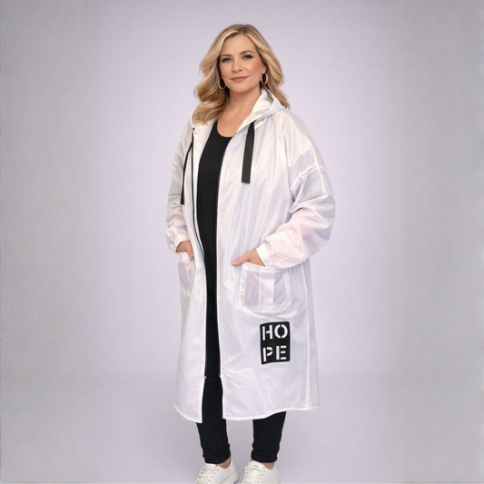 Dipped Hem Long Length Lined Rain Mac with Hood