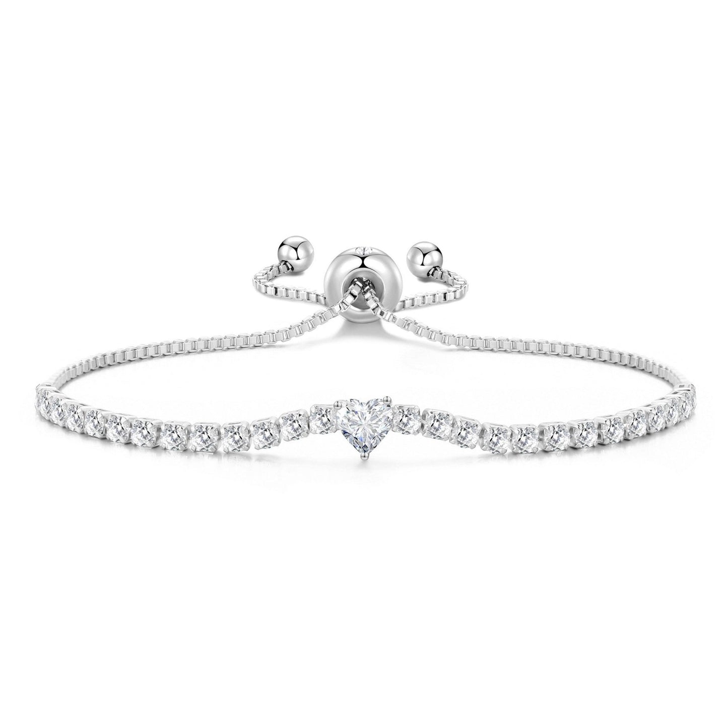 Silver Plated I Couldn't Say I Do Without You Heart Solitaire Bridal Bracelet with Zircondia® Crystals