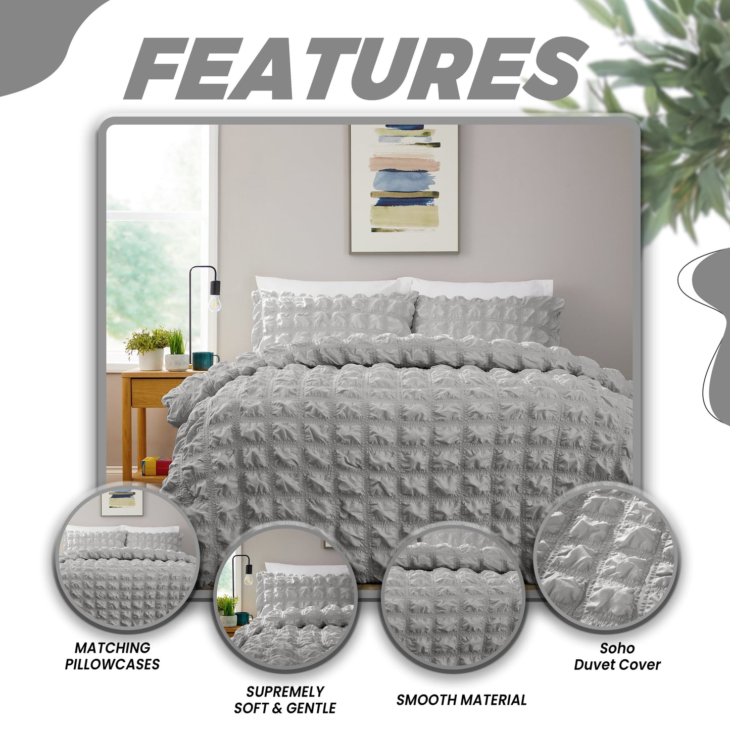 Soho Grey Microfibre Duvet Cover Set