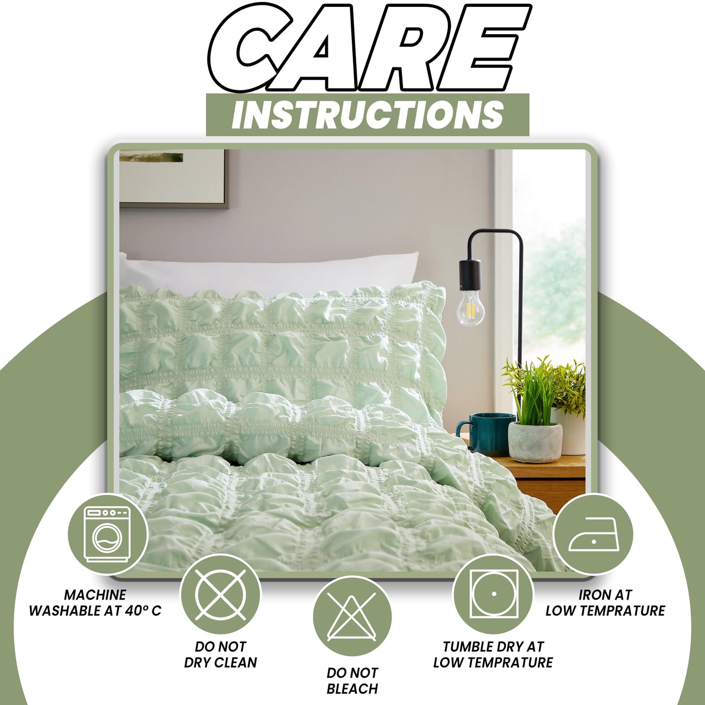 Soho Sage Green Microfibre Duvet Cover Set
