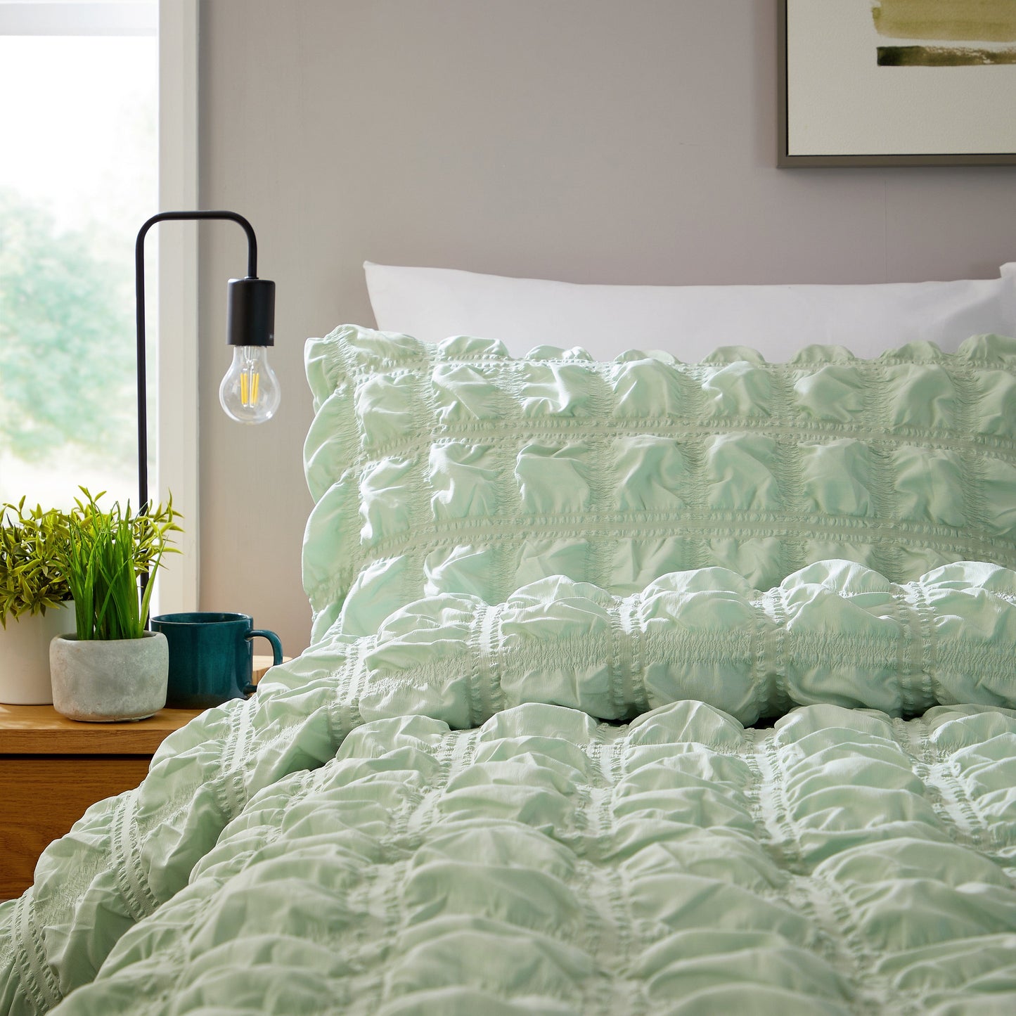 Soho Sage Green Microfibre Duvet Cover Set