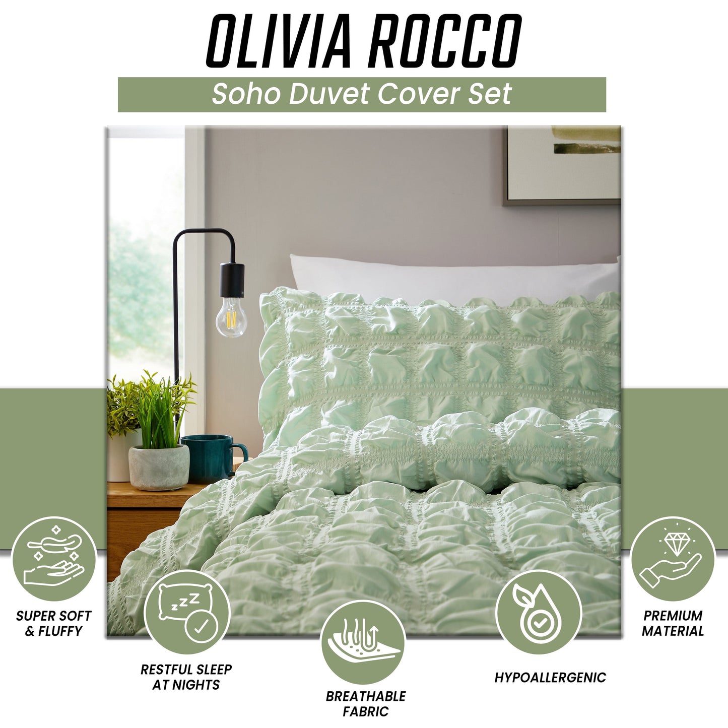 Soho Sage Green Microfibre Duvet Cover Set