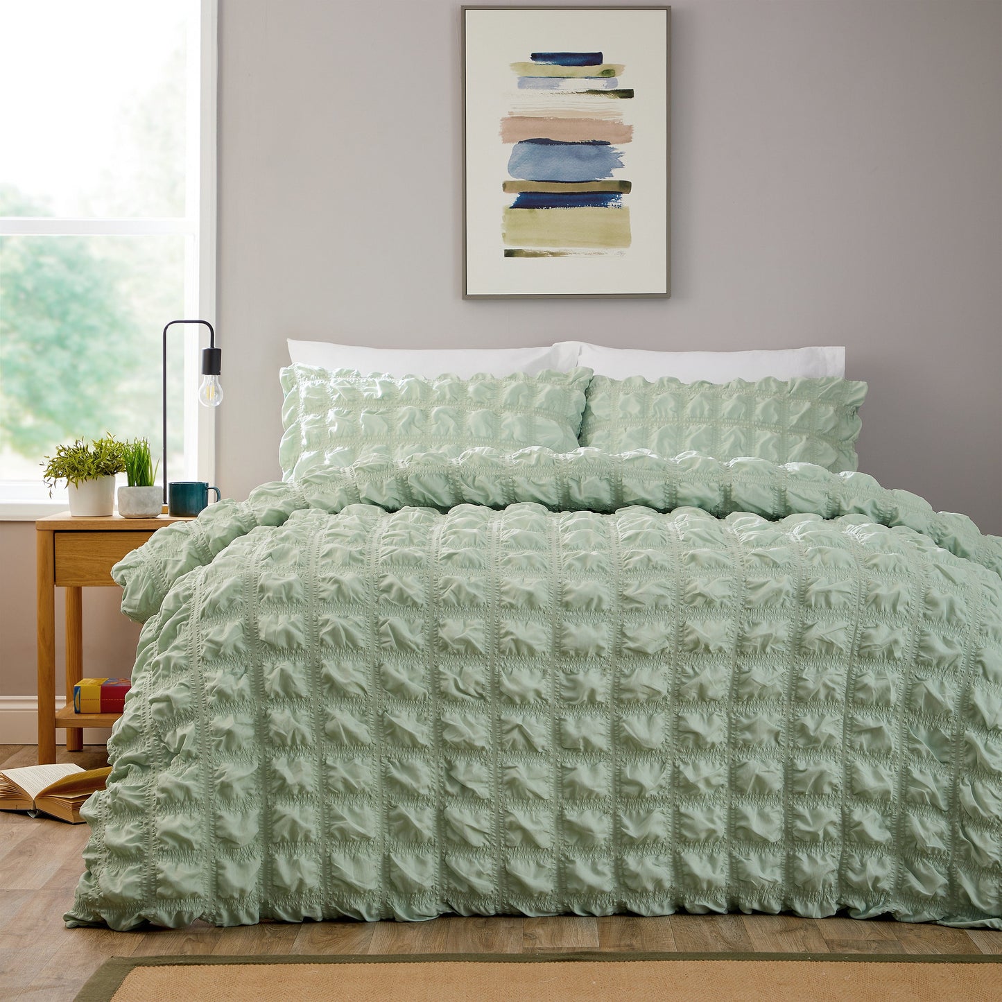 Soho Sage Green Microfibre Duvet Cover Set