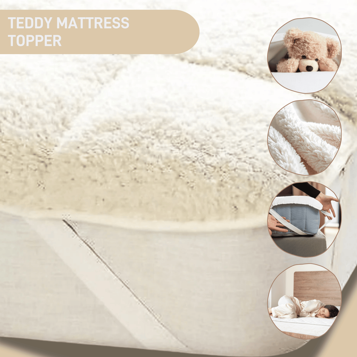 Supreme Comfort Extra Deep Dual-Sided Fluffy Teddy Mattress Topper